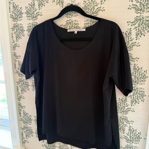 RACHEL Rachel Roy Black Boxy Relaxed Short Sleeve Tee